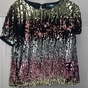 Eva Franco Anthropologie Sequin Top Copper Bronze Gold Ombré Small